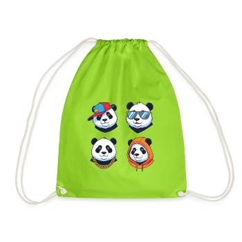 Panda Streetstyle Avatare Set - Turnbeutel - Neongrün - Vorne