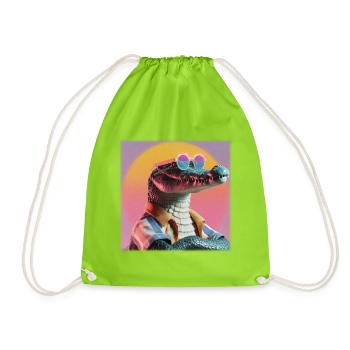 Crocodile rétro – Style hawaïen vintage cool - Sac de sport léger - vert néon - Devant