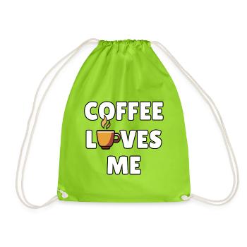Coffee loves me – Funny coffee message - coffee humor - Drawstring Bag - neon green - Front