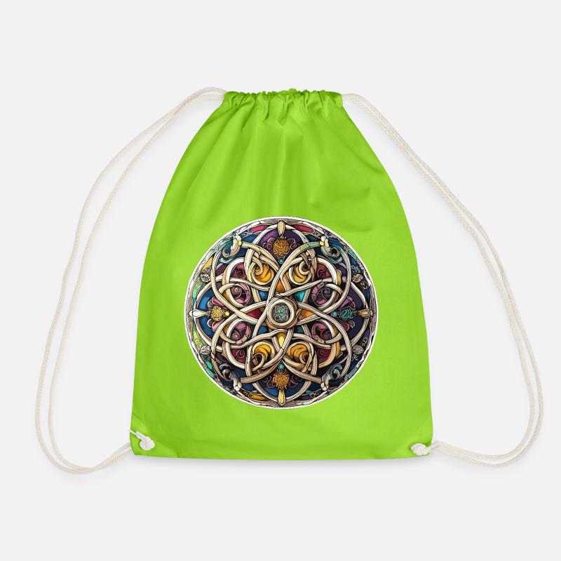 Keltischer Knoten Kaleidoskop - Turnbeutel - Neongrün