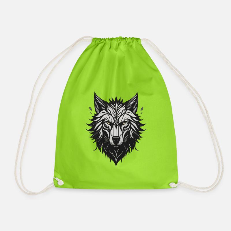 Nachtstilisierter Wolf - Turnbeutel - Neongrün