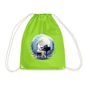 Mondschein-Einhorn am Klavier - Turnbeutel - Neongrün - Vorne