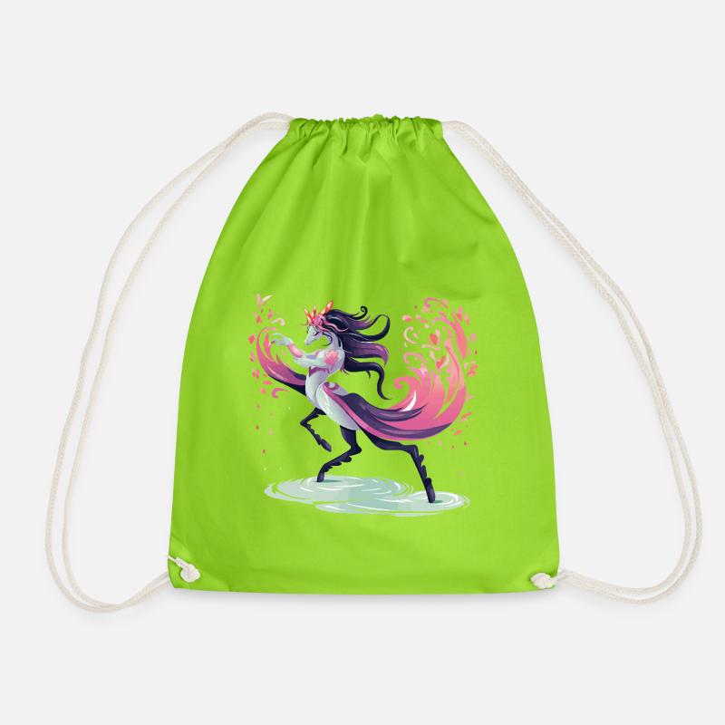 Blüten-Einhorn Tanz - Turnbeutel - Neongrün