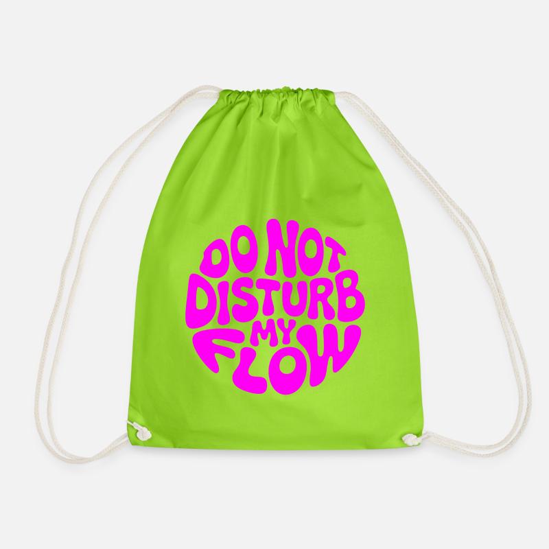 do not disturb my flow pink branded - Drawstring Bag - neon green