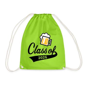 Class Of 2026 (Abschlussklasse / Bier / 3C POS) - Turnbeutel - Neongrün - Vorne