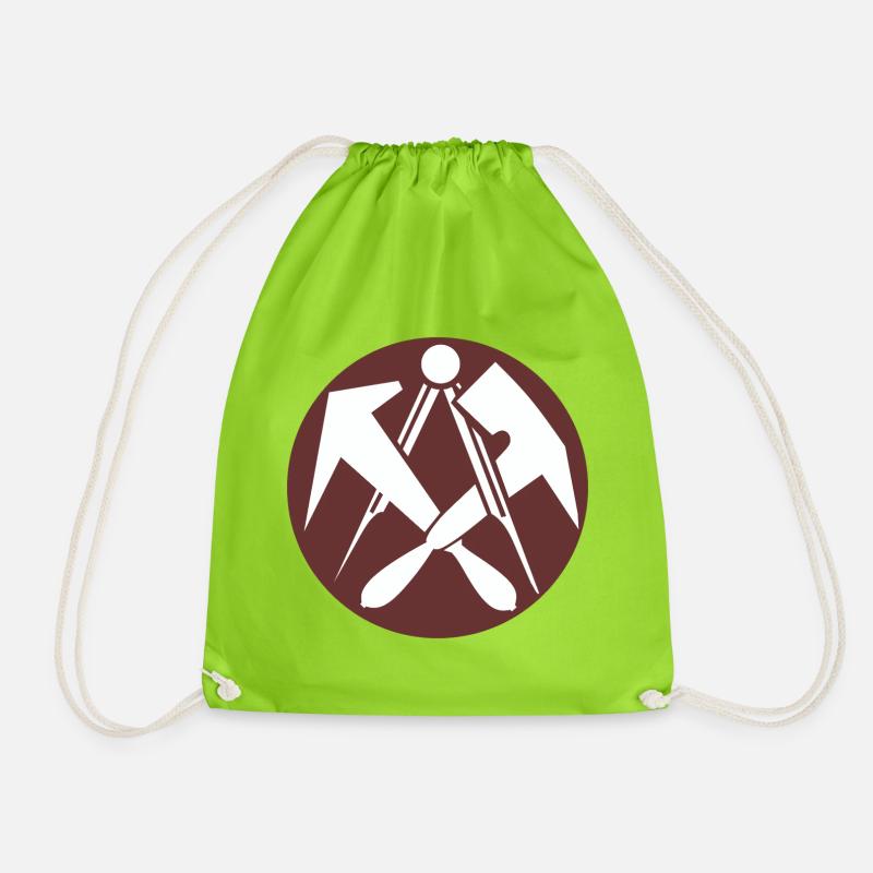 51164_Dachdecker, guild emblem, professional coat of arms - Drawstring Bag - neon green