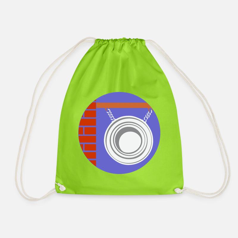 51169_Friseur circle counterpart in front of brick wall - Drawstring Bag - neon green