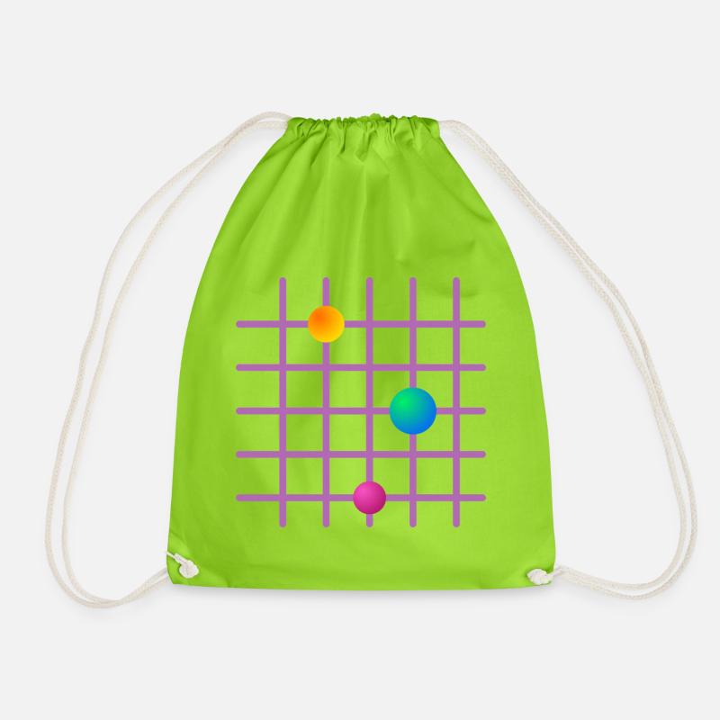 Coloured ball grid in grid design - Drawstring Bag - neon green