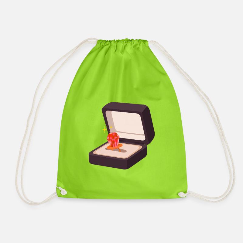 Candy Ring Proposal Engagement Marry Wedding - Drawstring Bag - neon green