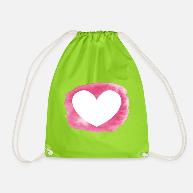 Heart - personalizable - Drawstring Bag - neon green