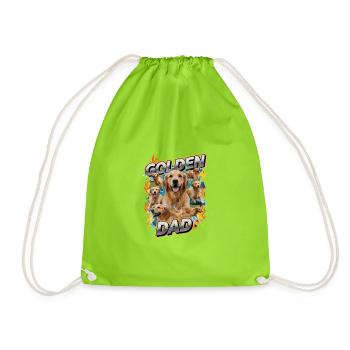 Golden Retriever Dad 90s Retro - Turnbeutel - Neongrün - Vorne