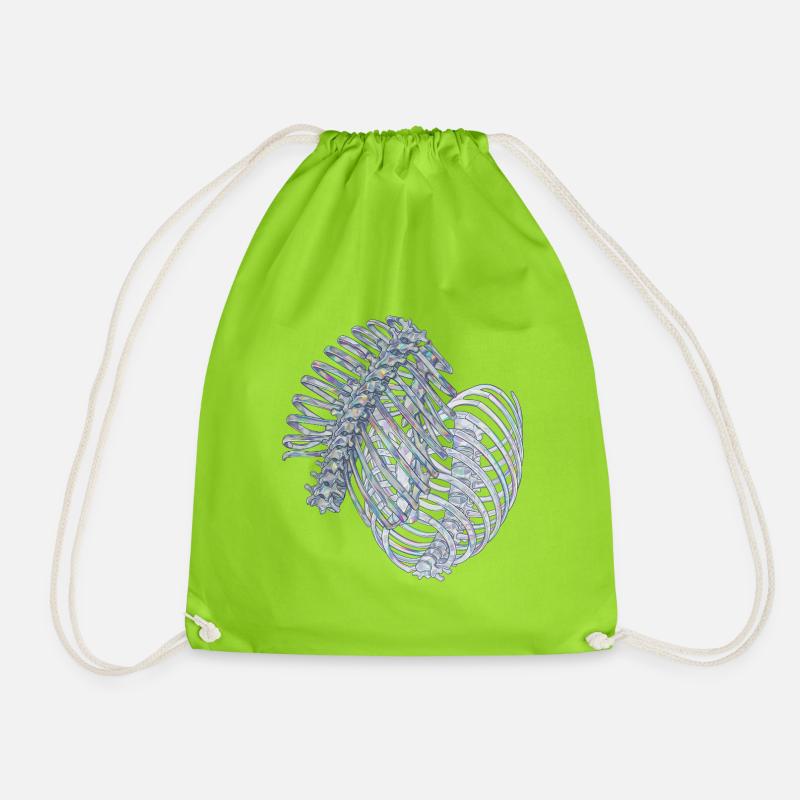 Iridescent ribs in spiral - Drawstring Bag - neon green