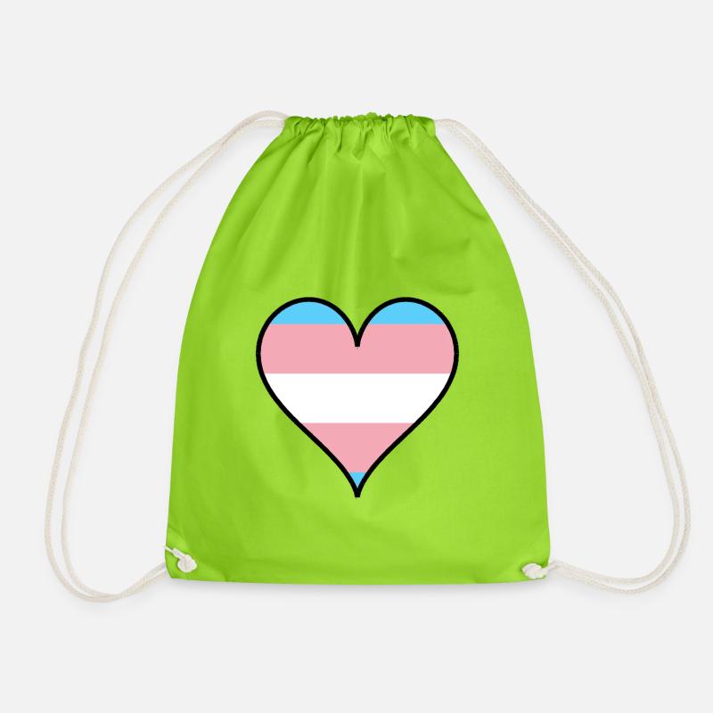 Trans Pride Heart - Drawstring Bag - neon green