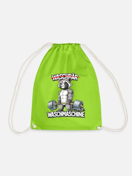 Waschbär Waschmaschine - Turnbeutel - Neongrün