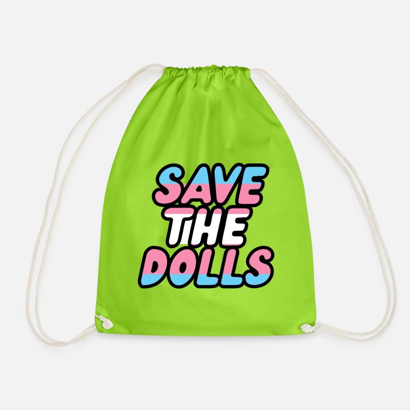 save the dolls - Drawstring Bag - neon green