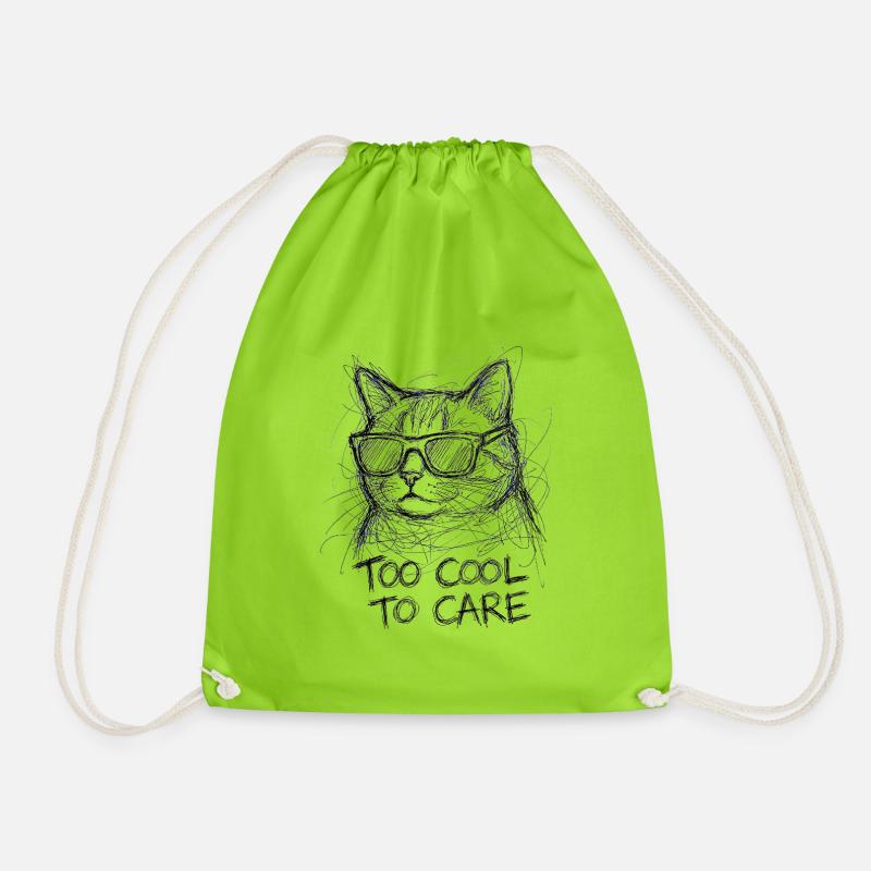 Katzencoolness mit Sonnenbrille - Turnbeutel - Neongrün