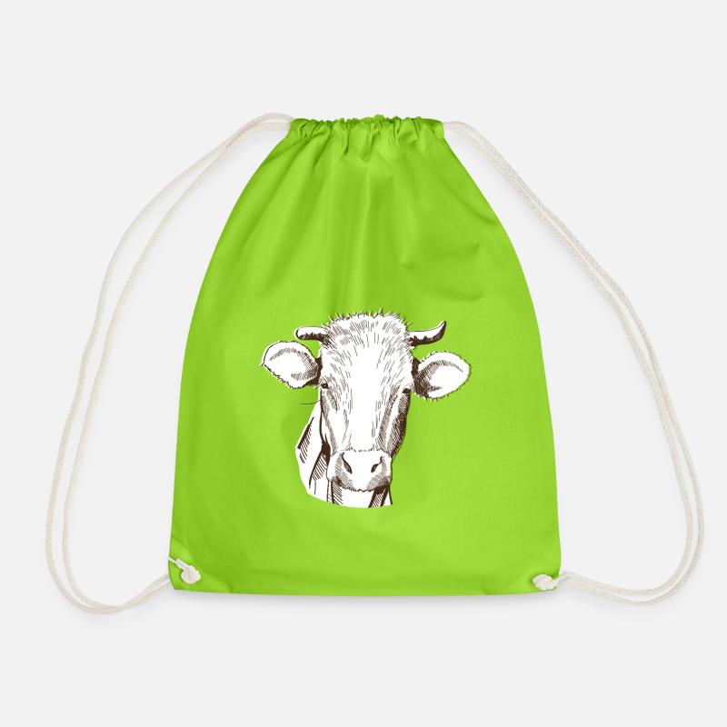 Cow - Drawstring Bag - neon green