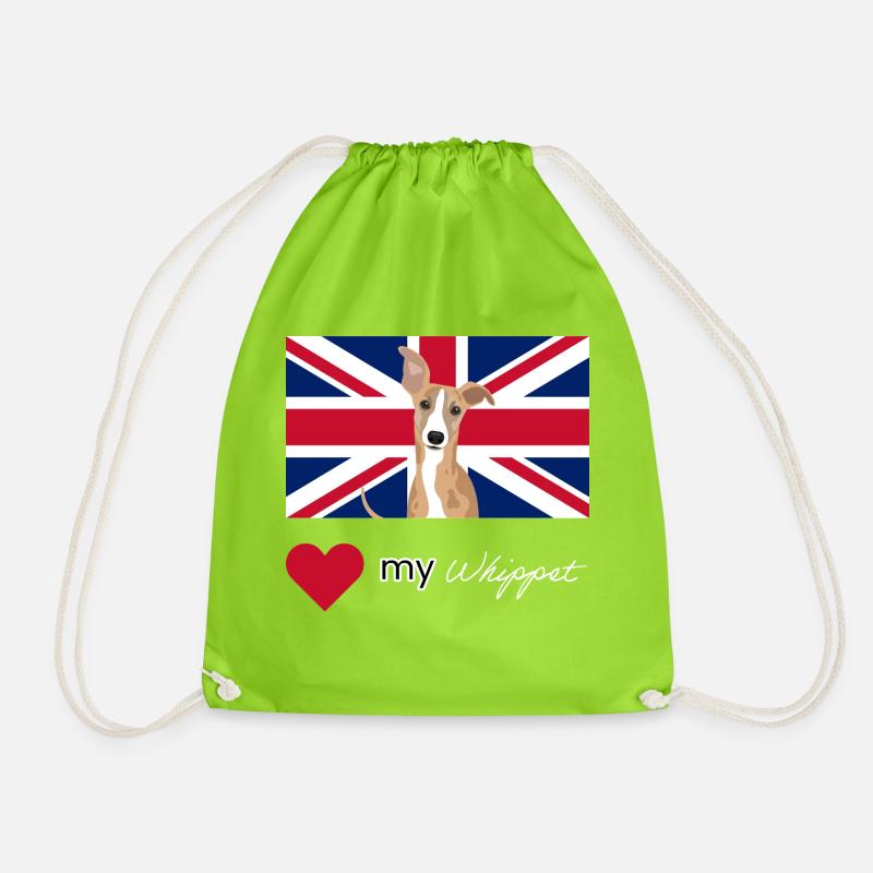 LUVMYWHIPPET (White) - Drawstring Bag - neon green