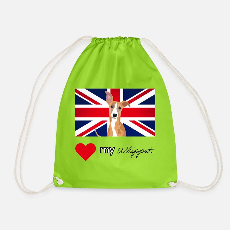 LUVMYWHIPPET (Black text, Vibrant) - Drawstring Bag - neon green