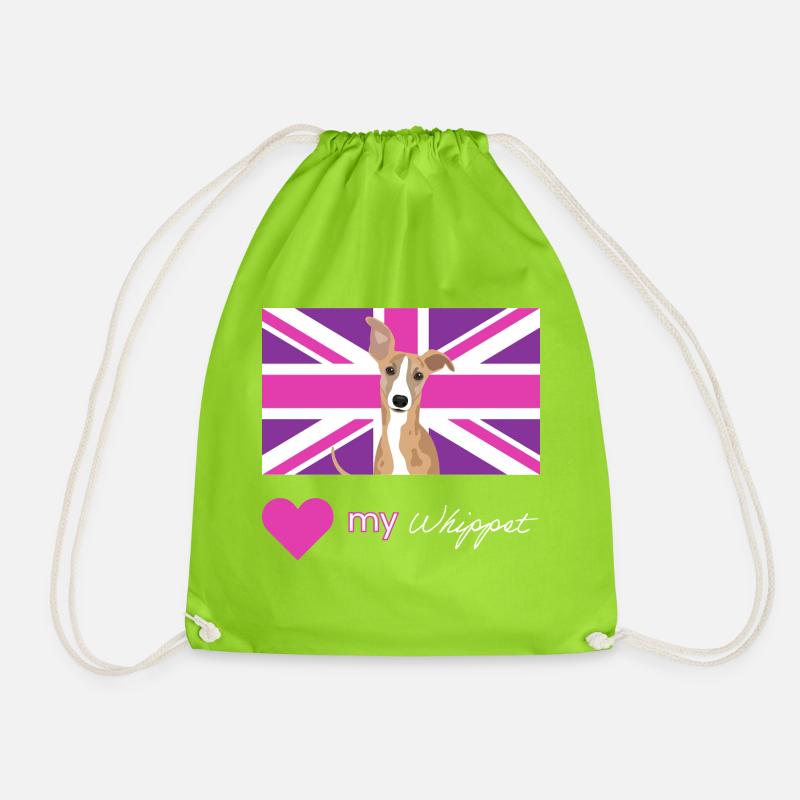 PURPLEWHIPPET (White) - Drawstring Bag - neon green