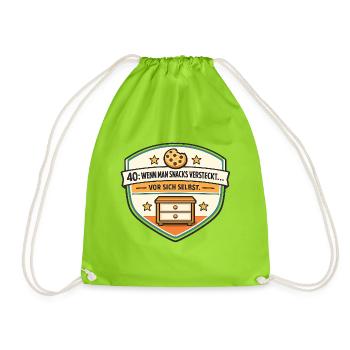 40er Snackversteck Badge - Turnbeutel - Neongrün - Vorne