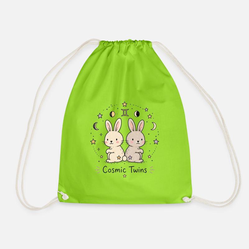 Astro Twins – Cosmic Twins - Drawstring Bag - neon green