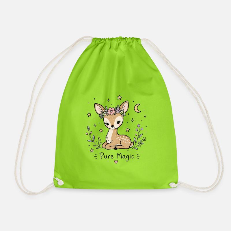 Astro Virgin Deer – Pure Magic - Drawstring Bag - neon green