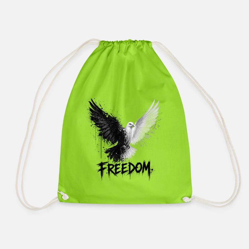 Duality of Freedom - Drawstring Bag - neon green