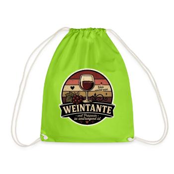Weintante Retro - Turnbeutel - Neongrün - Vorne