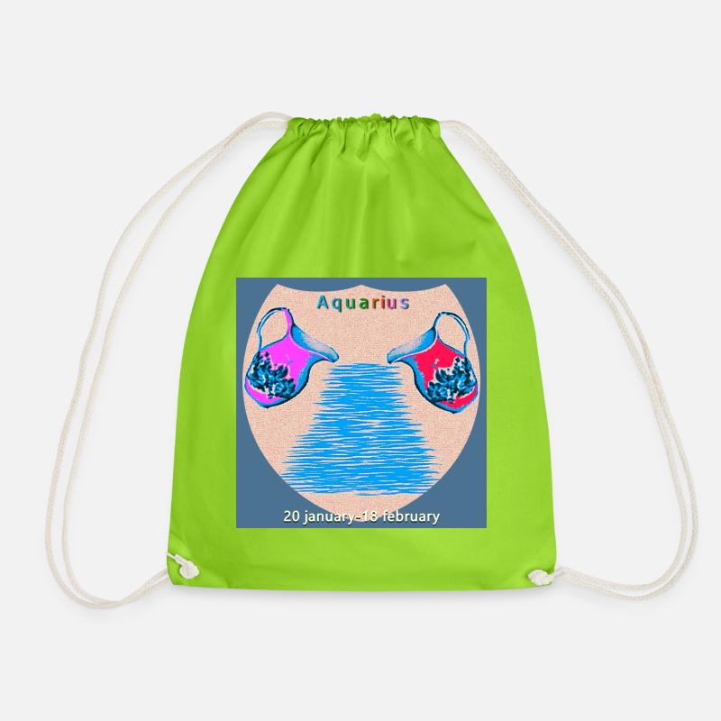 Aquarius - Drawstring Bag - neon green