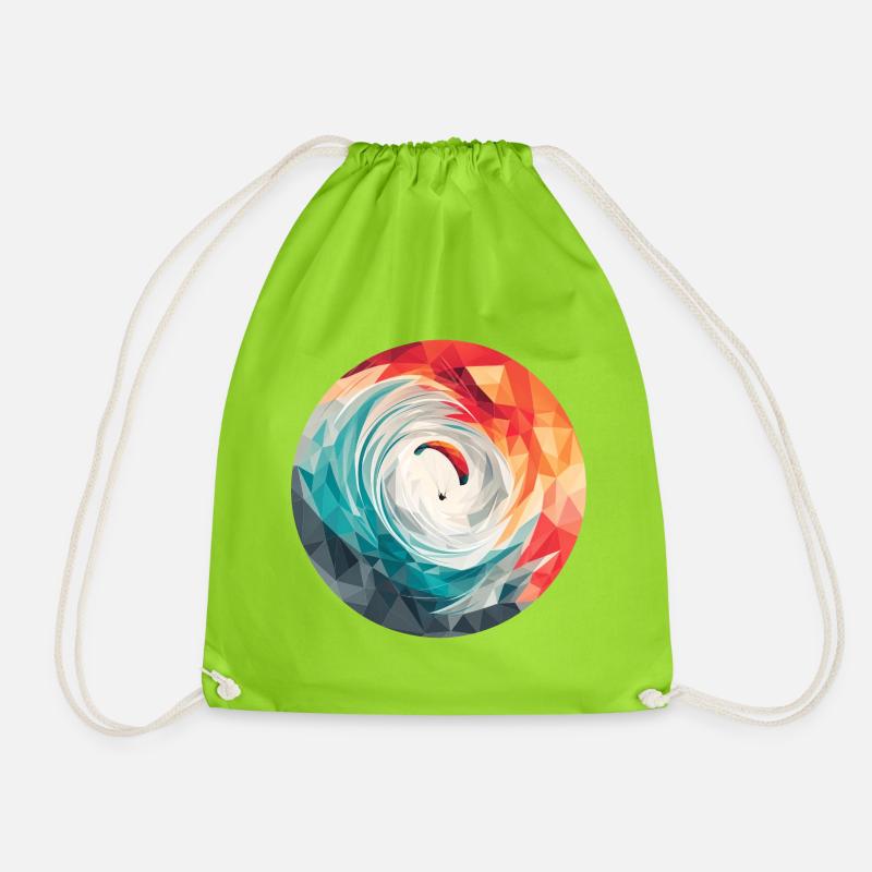 Geometric Vortex Paragliding - Drawstring Bag - neon green
