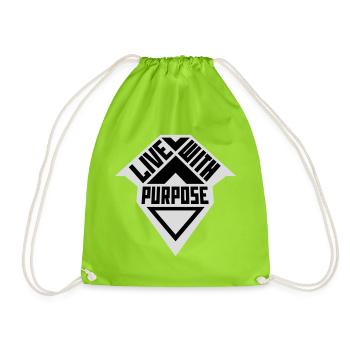 Live With Purpose Motivation Sense Mindset Saying - Drawstring Bag - neon green - Front
