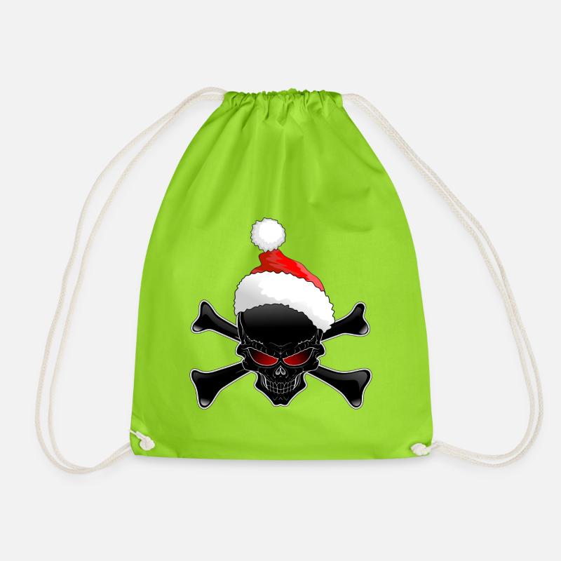 Evil Santa Skull Dark Christmas - Drawstring Bag - neon green