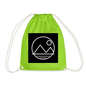 Moon and mountain landscape - Drawstring Bag - neon green - Front