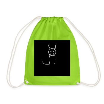 Minimalistische Katze auf Schwarz - Turnbeutel - Neongrün - Vorne