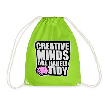 Les esprits créatifs sont rarement bien rangés Logo créatif drôle - Sac de sport léger - vert néon - Devant