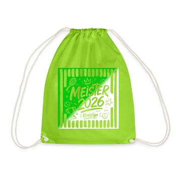 Tennis Meister 2026, Kreisliga Sieger grün weiß - Turnbeutel - Neongrün - Vorne