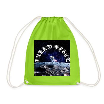 Astronaut on Moon Arc Cosmic Text - Drawstring Bag - neon green - Front