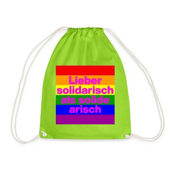 LIEBER SOLIDARISCH ALS SOLIDE ARISH, NO NZS - Turnbeutel - Neongrün - Vorne