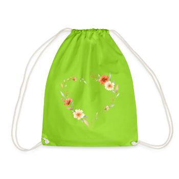 Fleurs Coeur - Sac de sport léger - vert néon - Devant