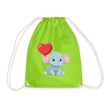 Cute baby elephant - Drawstring Bag - neon green - Front