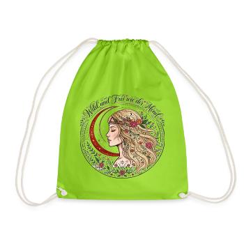 Wild Und Frei Wie Der Mond Boho Damen Yoga Shirt - Turnbeutel - Neongrün - Vorne