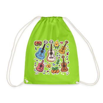 Style de bande dessinée au ukulélé - Sac de sport léger - vert néon - Devant