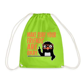 Make Sure Your Friends Are Okay Pinguin Nerd Geek - Turnbeutel - Neongrün - Vorne