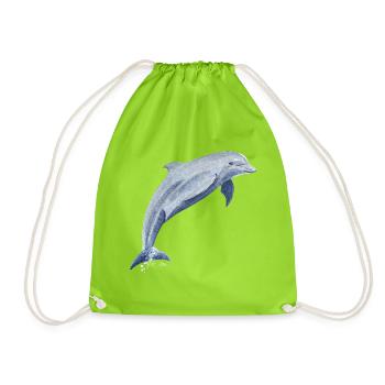 Delfin Glückssprung - Sonja von Staden - Turnbeutel - Neongrün - Vorne