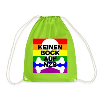 KEINEN BOCK AUF NZS, NO NZS, NO AFD, SKULL WEISS - Turnbeutel - Neongrün - Vorne
