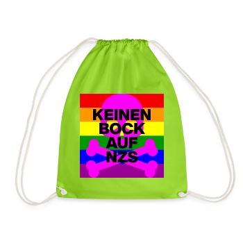 KEINEN BOCK AUF NZS, NO NZS, NO AFD, SKULL PINK - Turnbeutel - Neongrün - Vorne