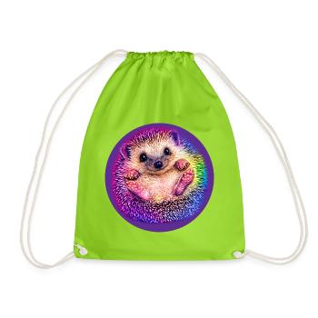 Regenbogen-Igel  - Turnbeutel - Neongrün - Vorne