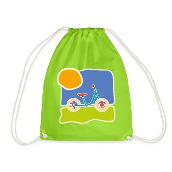 Buntes Kinderrad – Fahrt und Freiheit - Turnbeutel - Neongrün - Vorne
