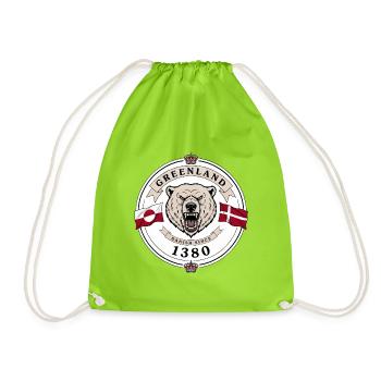 Bear Crest of Denmark Greenland - Drawstring Bag - neon green - Front